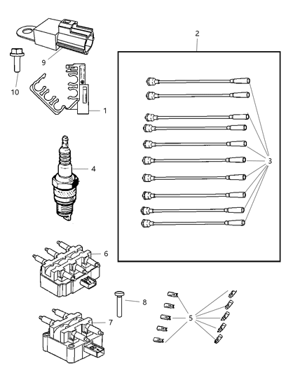 2010 Dodge Viper Spark Plugs, Ignition Wires, Ignition Coil Diagram