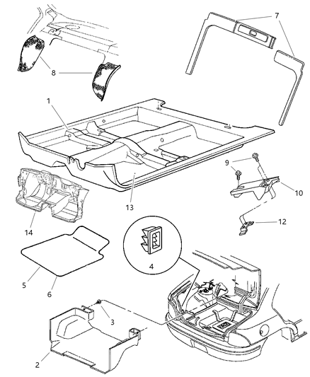 2000 Chrysler Cirrus Mat Kit-Floor - Front Diagram for 82205345