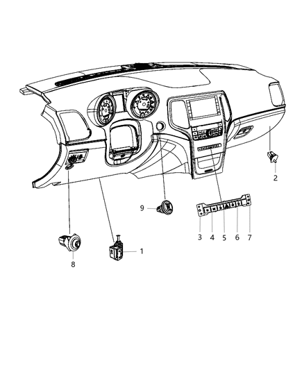 2011 Jeep Grand Cherokee Switches - Instrument Panel Diagram
