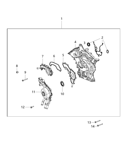2014 Jeep Wrangler Engine Water Pump Front Diagram for 68079412AC