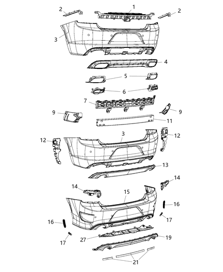 2016 Dodge Charger Fascia, Rear Diagram