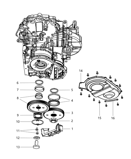 2008 Chrysler Sebring Transfer & Output Gears Diagram 2