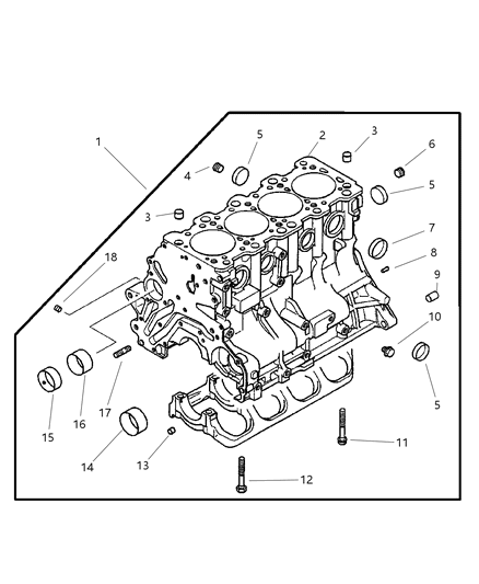 2003 Dodge Stratus Block-Engine Cylinder Diagram for MD350944