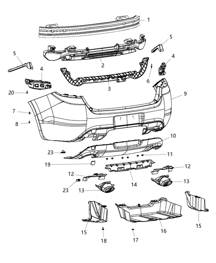 2015 Dodge Dart Fascia, Rear Diagram
