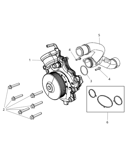 2012 Jeep Grand Cherokee Water Pump & Related Parts Diagram 1