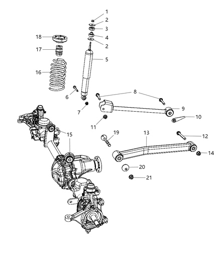 2011 Jeep Wrangler Suspension - Front, Springs, Shocks, Control Arms Diagram