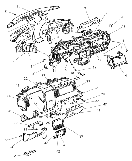 2001 Jeep Grand Cherokee Outlet-Air Conditioning & Heater Diagram for 5GZ141TMAB
