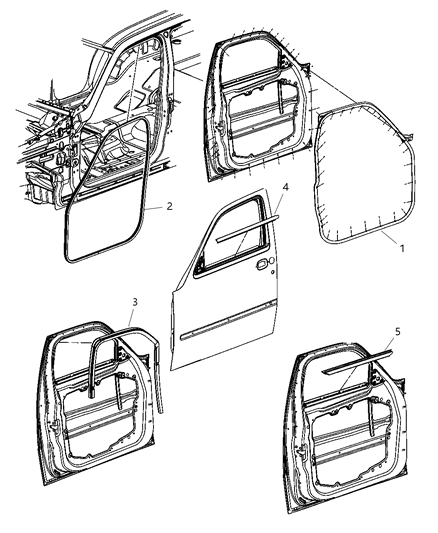 2009 Dodge Nitro WEATHERSTRIP-Front Door Mounted Diagram for 55360947AD
