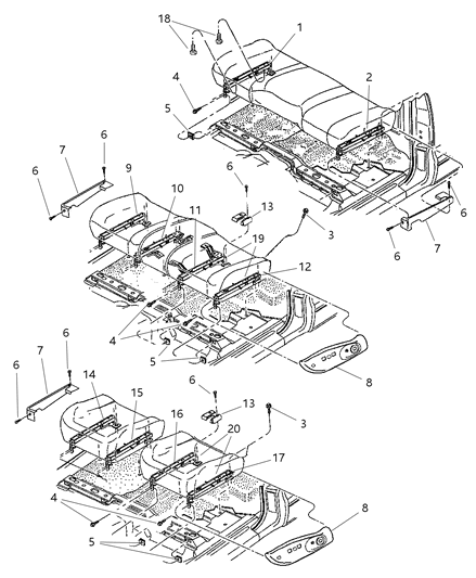 1998 Dodge Dakota Adjuster & Attaching Parts Diagram