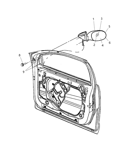 2002 Dodge Intrepid Outside Rearview Electric Heated Mirror Diagram for 4805946AB