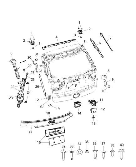 2021 Jeep Compass Bracket-Deck Lid Prop Diagram for 68250094AB