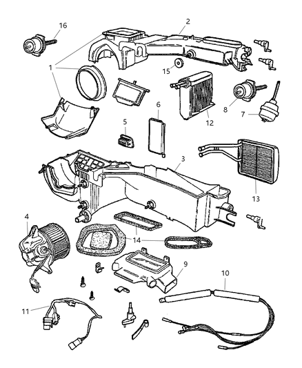 2003 Jeep Wrangler Housing-A/C And Heater Lower Diagram for 5073176AA