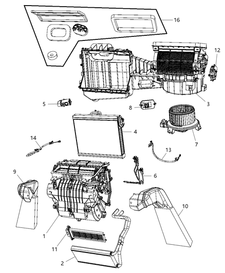 2009 Jeep Wrangler A/C & Heater Unit Diagram 1