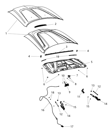 2014 Dodge Charger Hood Panel Diagram for 68089361AB