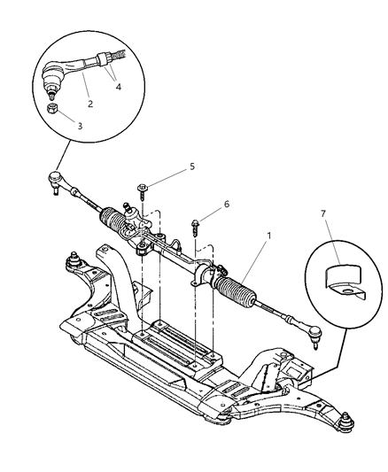 2004 Dodge Neon Gear - Rack & Pinion And Attaching Parts Diagram