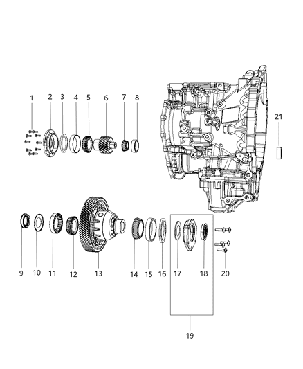 2009 Chrysler Town & Country Output Pinion & Differential Diagram
