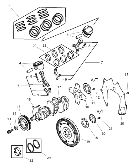 2002 Chrysler Sebring Bearing Kit-Connecting Rod Diagram for MD105277