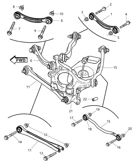 2012 Chrysler 300 Suspension - Rear Links, Knuckles Diagram