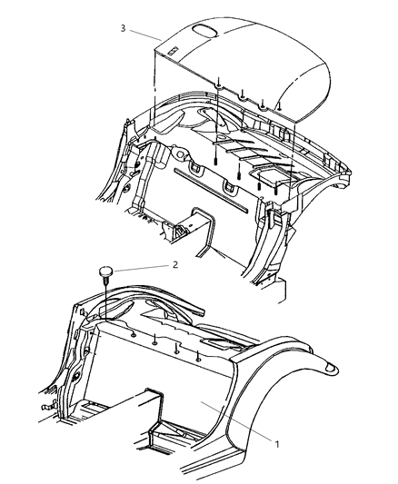 2001 Chrysler Prowler Carpet - Bulkhead, Cargo/Trunk & Attaching Parts Diagram