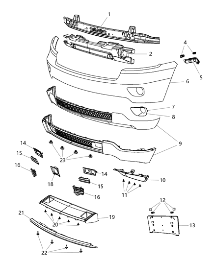 2012 Jeep Grand Cherokee Beam-Front Bumper Diagram for 5182506AB