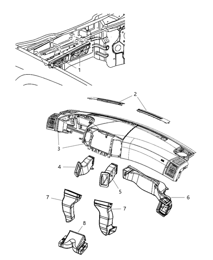 2005 Jeep Grand Cherokee Duct-Air Outlet Diagram for 55117036AA