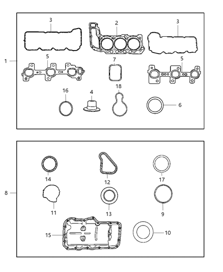 2008 Jeep Liberty Engine Gasket Packages Diagram 2