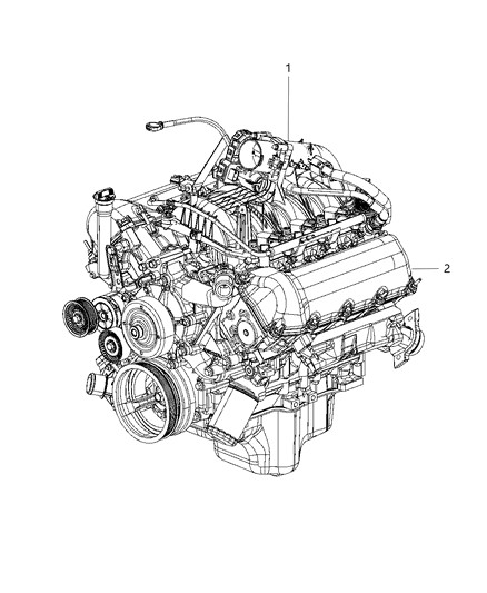 2009 Dodge Dakota Engine Assembly & Service Diagram 1