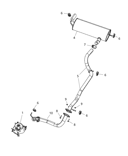 2007 Jeep Wrangler Extension-Exhaust Pipe To MUFFLER Diagram for 52126203AB
