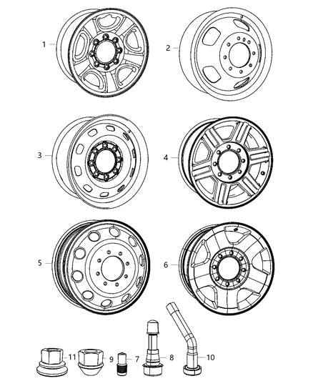 2012 Ram 3500 Aluminum Wheel Diagram for 1HL36AAAAA