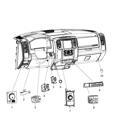 2017 Ram 3500 Switch-Instrument Panel Diagram for 68247645AA