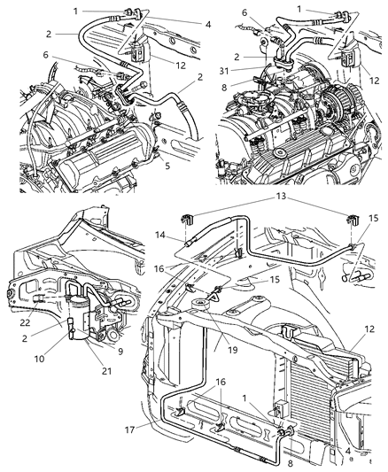 2003 Dodge Ram 3500 Line-A/C Suction & Discharge Diagram for 55056846AB