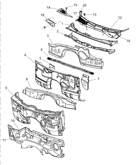 2006 Dodge Charger Cowl & Dash Diagram