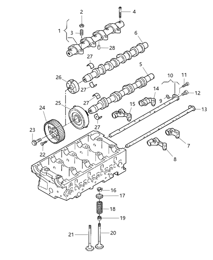 2008 Dodge Caliber Engine Exhaust Camshaft Diagram for 68041155AA