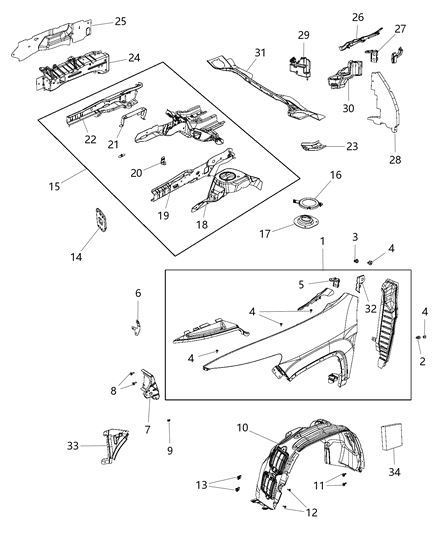 2018 Jeep Cherokee Beam-Inner Load Path Diagram for 68147474AA