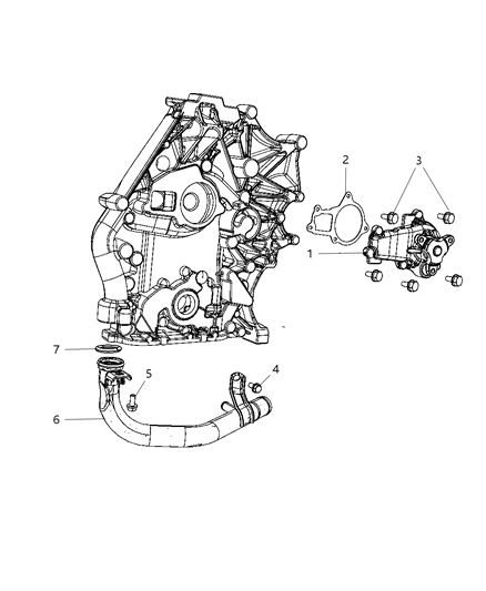 2008 Chrysler Town & Country Water Pump & Related Parts Diagram 2