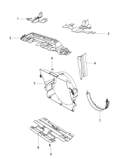 2014 Ram 2500 Radiator Seals, Shields, Baffles, And Shrouds Diagram