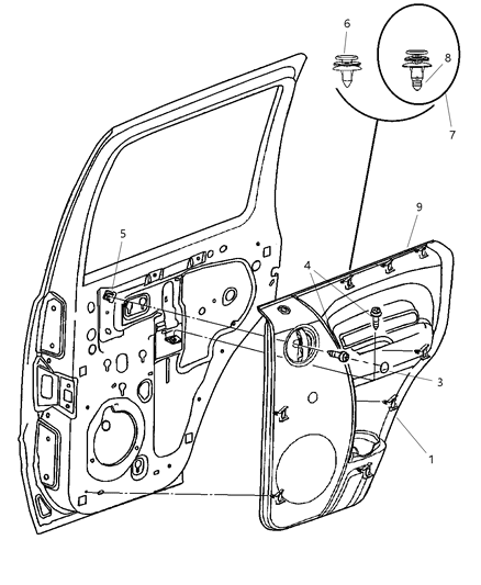 2002 Jeep Liberty Panel-Rear Door Trim Diagram for 5GF221DVAG