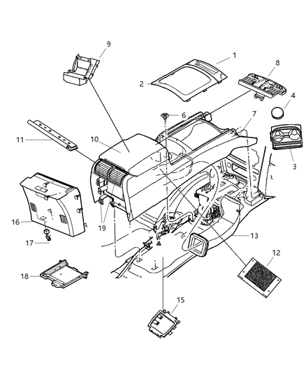 2005 Jeep Grand Cherokee Console-Base Diagram for 1BJ011D1AA