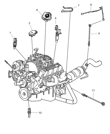 2003 Dodge Durango Sensors - Engine Diagram 2
