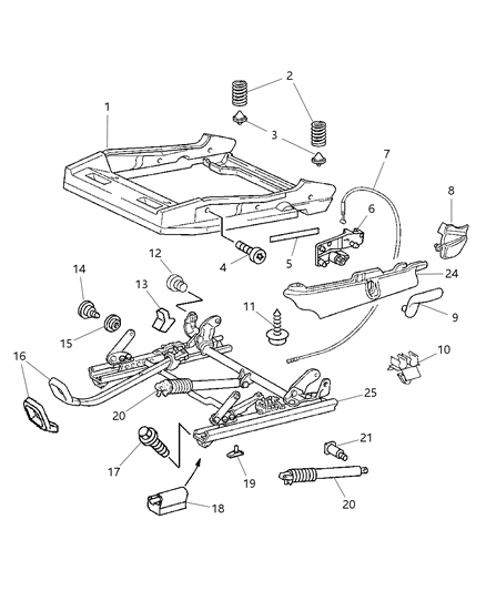 2007 Chrysler Crossfire Handle-Seat ADJUSTER Diagram for 68002667AA