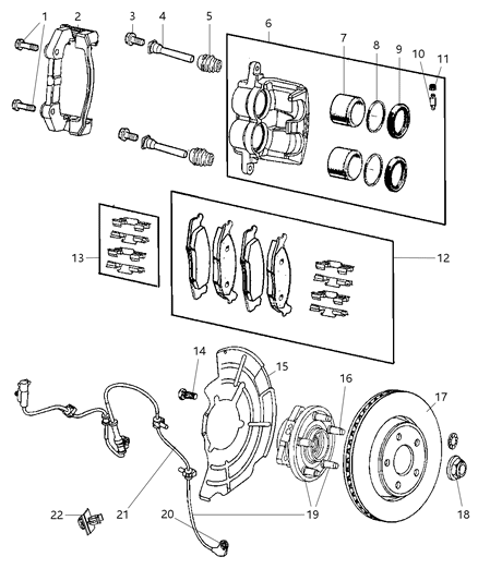 2008 Jeep Commander Front Hub Assembly Diagram for 52089434AD