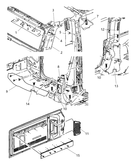 2008 Jeep Wrangler Interior Moldings And Pillars Diagram