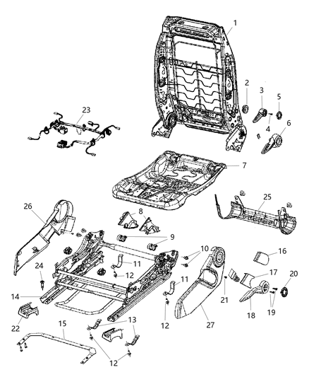 2007 Jeep Compass Attaching Parts, Drivers Seat Diagram