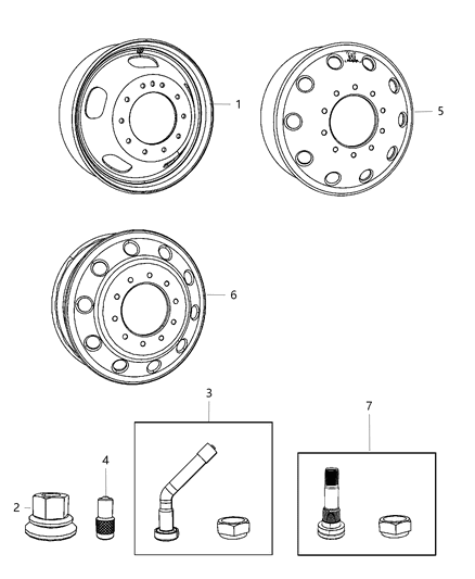 2012 Ram 5500 Aluminum Wheel Diagram for 68053037AB