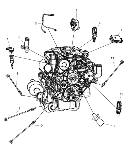 2001 Jeep Grand Cherokee Sensors - Engine Diagram 2