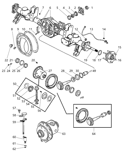 2006 Jeep Grand Cherokee Axle, Rear, With Differential, Housing And Axle Shafts Diagram 2