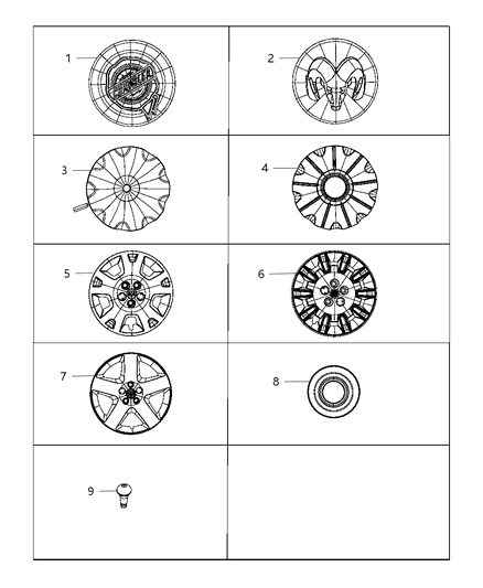 2007 Dodge Charger Wheel Covers & Caps Diagram
