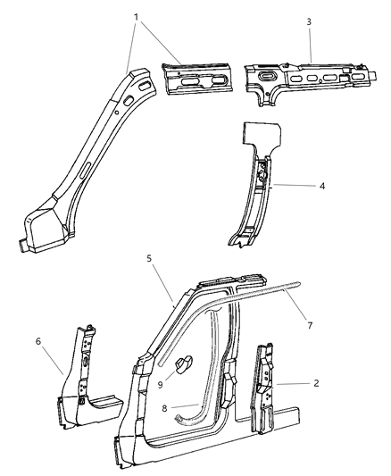 1997 Jeep Grand Cherokee Aperture Panel - Panels, Body Side Diagram