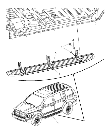 2008 Chrysler Aspen Running Boards & Side Steps Diagram