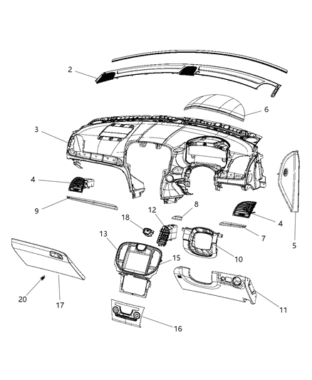 2014 Chrysler 300 Grille-DEFROSTER Diagram for 1JQ67HL9AK